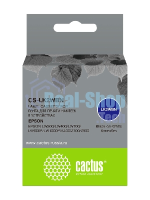 Картридж ленточный Cactus CS-LK2WBN черный, 6мм, 9м для Epson LW300/LW400/LW700/LW600P/LW1000P/K400/Z700/Z900