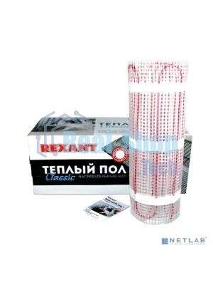 Теплый пол (нагревательный мат) Rexant Classic RNX -1,5-225 (площадь1,5 м2 (0,5 х 3,0 м)),225 Вт, двухжильный с экраном