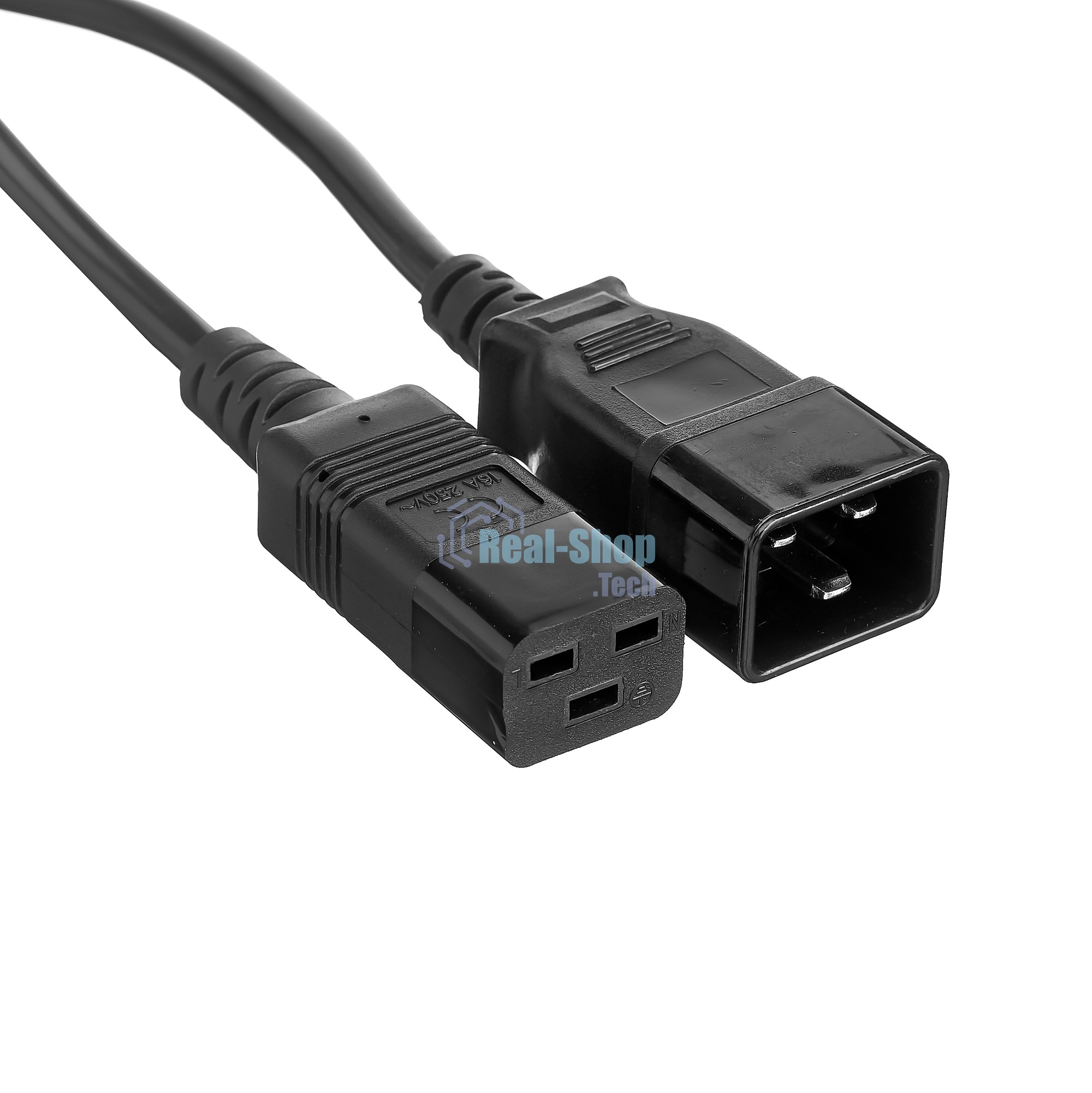 Кабель питания (UPS) ExeGate Power EC20-3P (С19->С20) VDE-250V-3*1.5-СU, 16А, черный, 3м