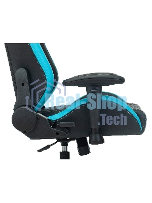 Кресло Knight Neon черный/голубой, экокожа, 120 кг, механизм качания