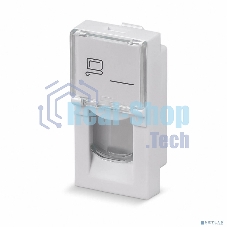 Вставка Rexant Mosaic 22,5x45, на 1 порт с прозрачной шторкой и увеличенным окном маркировки, белая