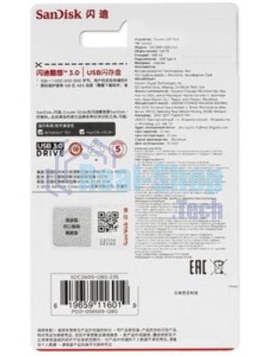 Флешка USB Sandisk CZ600 Cruzer Glide (SDCZ600-128G-G35), 128Gb, USB 3.0, R/W 100/20, черный