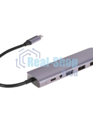 USB-концентратор UGREEN CM136-80132, USB Type-C, USB 3.0/HDMI/USB Type-C PD/AUX (3.5мм), USB