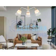 Светильник Ambrella light TR4737/3 WH/LW белый/светлое дерево E27/3 max 40W D760*350