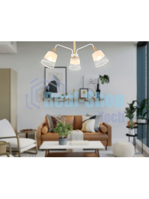 Светильник Ambrella light TR4737/3 WH/LW белый/светлое дерево E27/3 max 40W D760*350