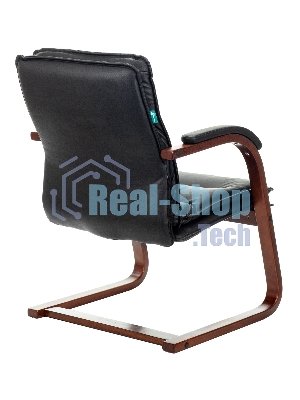 Кресло офисное Бюрократ T-9927WALNUT-AV черный, кожа, полозья дерево