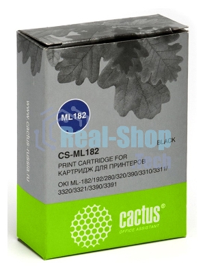 Картридж матричный Cactus CS-ML182 черный, 8мм, 1.6м, 2 400 000 знаков, для OKI ML-182/192/280/320/390