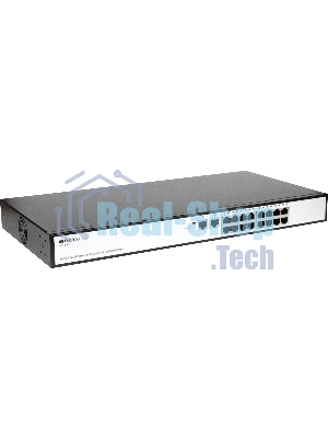 Коммутатор неуправляемый PoEORIGO OS1218P/190W/A1A 16x100Base-TX PoE+, 2x1000Base-T, PoE-бюджет 190 Вт, корпус металл