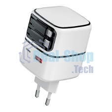 Сетевое зарядное устройство Qumo Energy PD 35Вт (Charger 0093), USB-A QC4+USB-C PD+(USB-C PD+USB 8Pin встр,кабель), белая