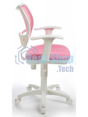 Кресло компьютерное Бюрократ CH-W797/PK/TW-13A TW-13A розовый, спинка сетка, сиденье розовый, колеса белый/розовый, пластик белый