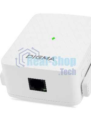 Повторитель беспроводного сигнала Digma D-WR310 (D-WR310V2) N300 Wi-Fi белый