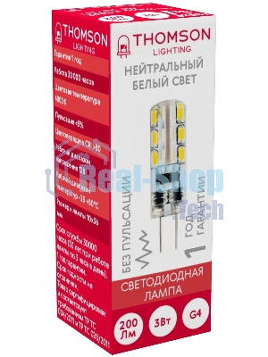 Лампа светодиодная Thomson TH-B4203 3Вт цок.: G4 капсул. 12B 4000K св. свеч. бел. нейт. (упак.: 1 шт)