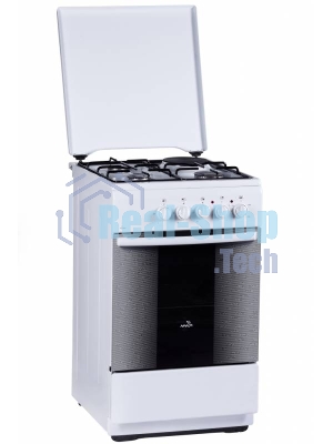 Плита комбинированная Flama RK 23-101 W белый, конфорок 4 шт, духовка 50 л, 50 см x 85 см x 60 см