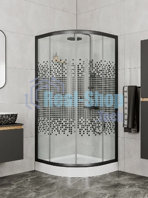 Душевой уголок BAU Dream с поддоном 90x90х195, прозрачное закаленное стекло с черной мозаикой 5 мм,