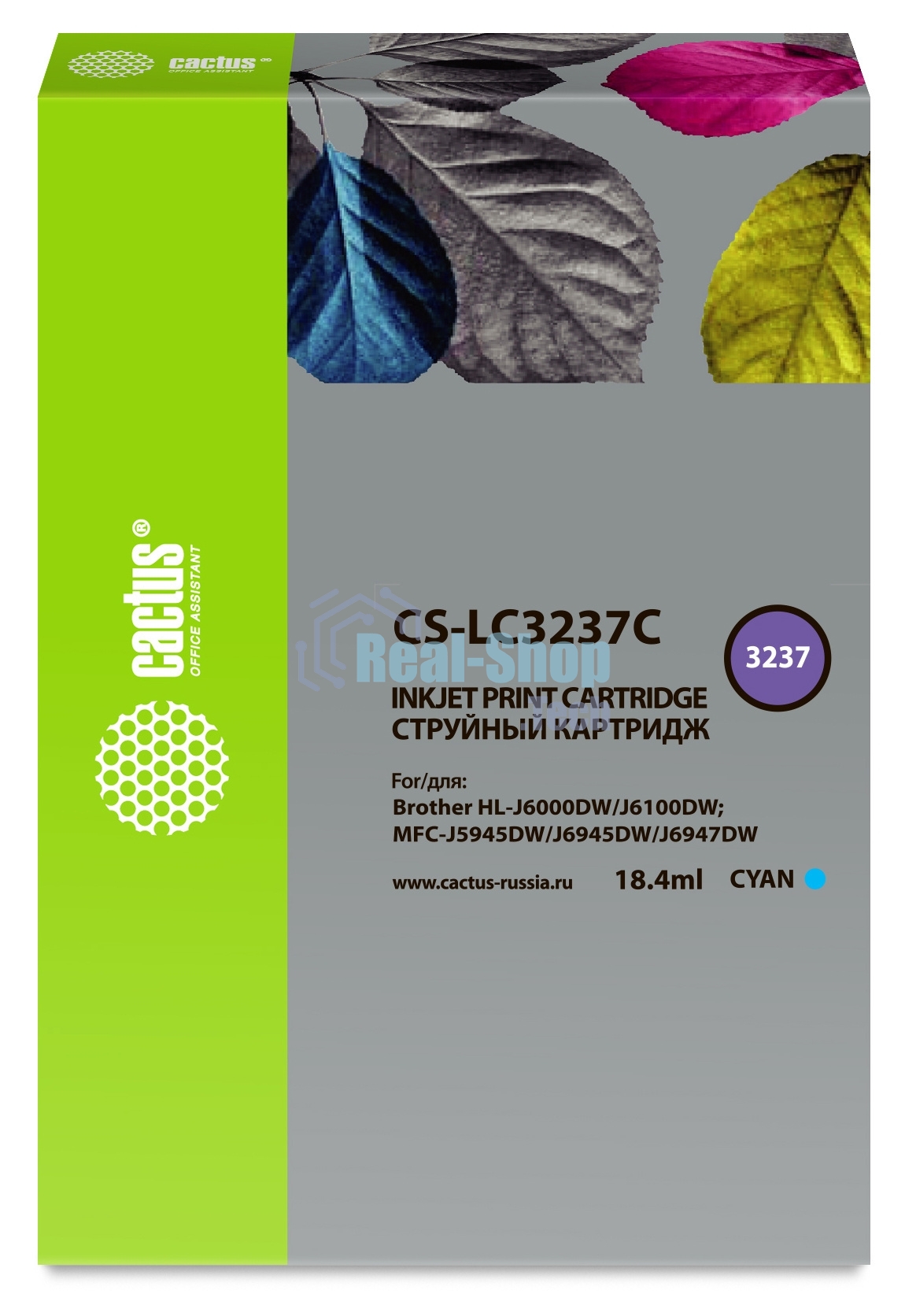 Картридж струйный Cactus CS-LC3237C голубой (18.4 мл) для Brother HL-J6000DW/J6100DW