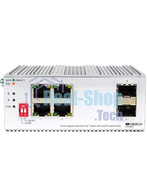 Коммутатор Unmanaged Industrial Switch 4x1000Base-T PoE, 2x1000Base-X SFP, PoE Budget 120W, Surge 4KV, -40 to 75°C