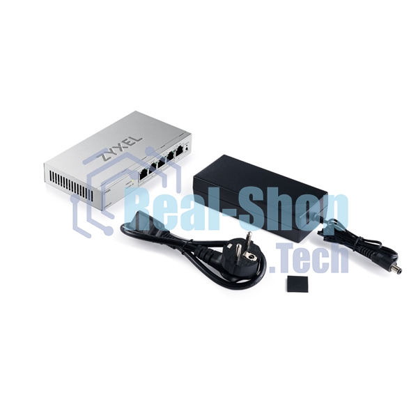Коммутатор ZYXEL Web-managed Gigabit PoE Switch Zyxel GS1200-5HPv3, 5xRJ-45: 1G (4xPoE+), 68W PoE budget, desktop, fanless