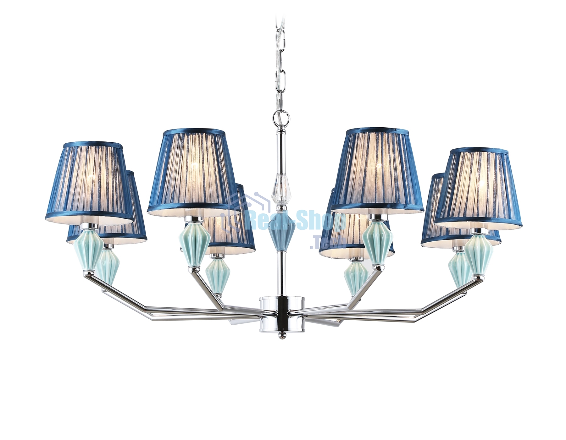 Люстра Ambrella light LH75063/8 CH/DB хром/темно синий E14/8 max 40W D870*810