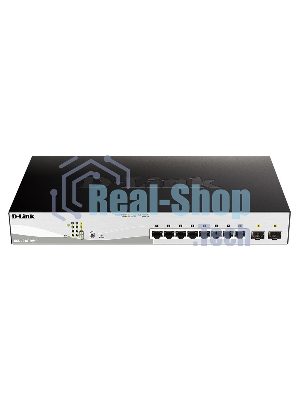 Коммутатор D-Link DGS-1210-10MP/F1A Настраиваемый коммутатор WebSmart с 8 портами 10/100/1000Base-T и 2 портами 1000Base-X SFP (8 портов с поддержкой PoE 802.3af/802.3at (30 Вт), PoE-бюджет 130 Вт)