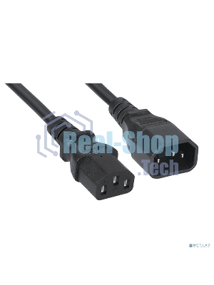 Шнур для блока питания Cabeus, IEC 320 C13, вилка IEC 60320 С14, 1.8 м, 10А, количество проводов и сечении 3x0,75 мм2, цвет: черный