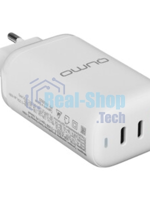 Сетевое зарядное устройство Qumo Energy PD 65Вт (модель 0118), USB-A QC3.0 + 2 USB Type-C PD,+ кабель 1м, Type-C, белый