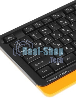 Комплект клавиатура+мышь A4Tech FStyler F1010 проводной, USB, 1600 DPI, чёрный/оранжевый