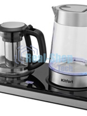 Чайный набор Kitfort КТ-6776 1.8л. 2200Вт черный/нержавеющая сталь корпус: Металл/стекло/пластик
