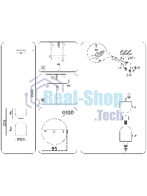 Светильник Ambrella light LH56091 BS/FR латунь/белый матовый E14 max 60W D120*1500