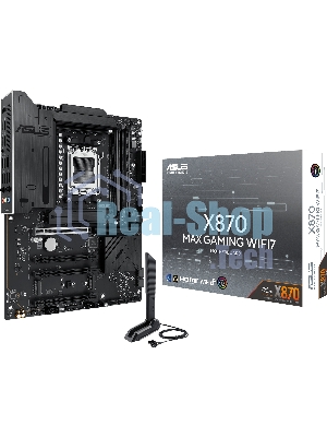 Материнская плата ASUS X870 MAX GAMING WIFI7, AM5, AMD X870, 4xDDR5, 4xSATA, 3xM.2, 1xPCIe 5.0 x16, 2xPCIe 4.0 x16, 1xPCIe x1, 1xHDMI, 2xUSB-C 40Gbps (USB4), 1xUSB-A 10Gbps, 3xUSB-A 5Gbps, 4xUSB-A 2.0, 1x2.5Gb LAN, Wi-Fi 7, Bluetooth 5.4, 3x3.5 мм, 7.1, ATX