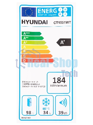Холодильник Hyundai CT1551WT белый двухкамерный 98/34л