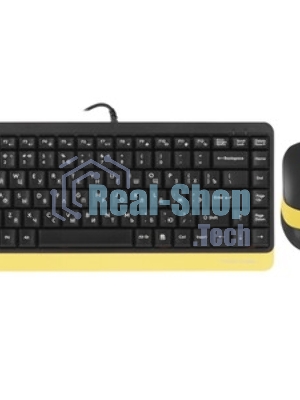 Комплект клавиатура+мышь A4Tech FStyler F1110 проводной, USB, 2000 DPI, чёрный/жёлтый