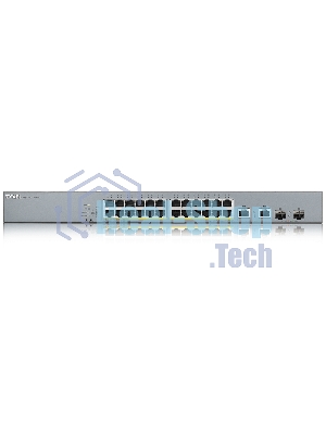 Коммутатор Zyxel GS1350-26HP, 24xGE PoE+, 2xCombo (SFP/RJ-45), бюджет PoE 375 Вт, дальность передачи питания до 250 м, автоперезагрузка PoE-портов, повышенная защита от перенапряжений и электростатических разряд