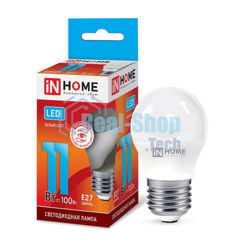 Лампа светодиодная LED-ШАР-VC 11Вт 230В E27 4000К 990лм IN HOME 4690612020617