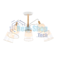 Светильник Ambrella light TR4738/5 WH/LW белый/светлое дерево E27/5 max 40W D760*350