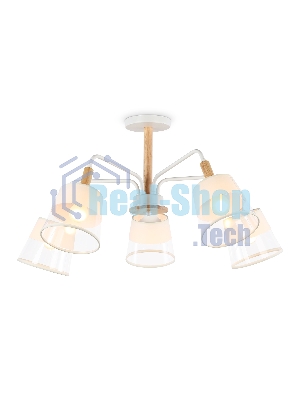 Светильник Ambrella light TR4738/5 WH/LW белый/светлое дерево E27/5 max 40W D760*350
