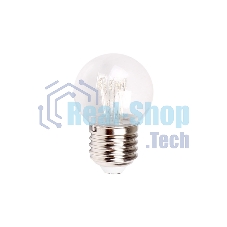 Лампа шар Neon-night e27 6 LED Ø45мм - розовая, прозрачная колба, эффект лампы накаливания
