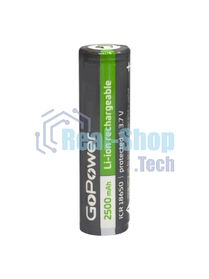 Аккумулятор Li-ion GoPower 18650 BL1 3.7V 2500mAh с защитой выс.конт. (1/6/120)