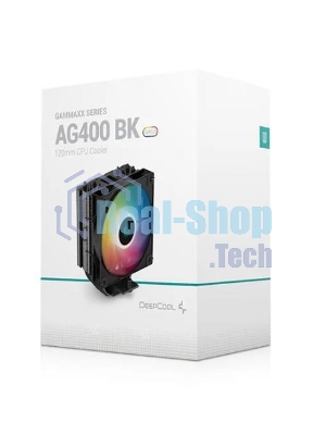 Кулер для процессора DEEPCOOL AG400 BK ARGb черный, 120 мм, алюминий/медь, 2000 об/мин, 31.6 дБ, 4 pin, 220 Вт, 150 мм