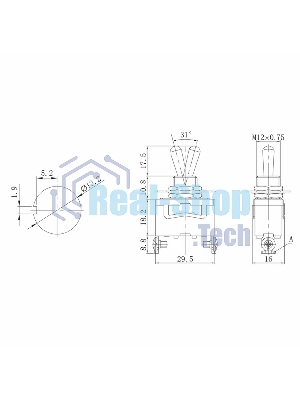 Тумблер Rexant 250V 15А (2c) ON-OFF однополюсный (KN-101) (в упак. 1шт.)
