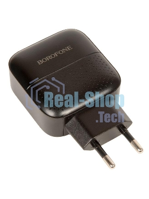 Сетевое зарядное устройство BOROFONE BA46A Premium, один порт USB, один порт Type-C, PD, 18W, 5V, 3.0A, черный