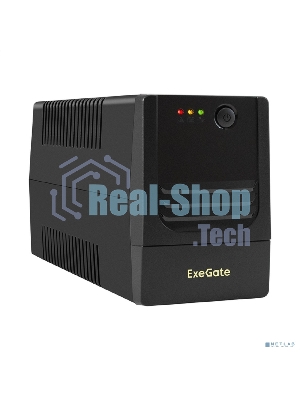 Источник бесперебойного питания ExeGate Power NB-650.LED.AVR.2SH (650VA/390W, LED, AVR, 2*Schuko, батарея 12V 7Ah, черный)