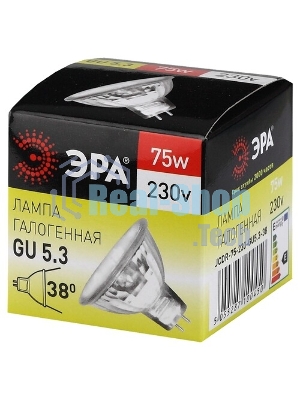Лампа галогенная ЭРА GU5.3-JCDR (MR16)-75W-230V-CL GU5.3 75Вт софит теплый белый свет