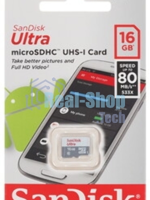 Флеш карта microSD 16GB SanDisk microSDXC Class 10 Ultra (SD адаптер) UHS-I A1 100MB/s