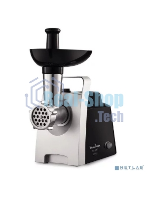 Мясорубка электрическая Moulinex ME108832 черный, 1400 Вт, 1.7 кг/мин, реверс, защита от перегрузки, насадки - 6