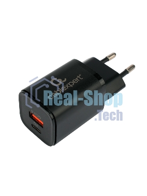 Сетевое зарядное устройство Cablexpert MP3A-PC-43, 30Вт, 3А, быстрая зарядка QC3.0/PD, 2 порта: USB и Type-C, черный, пакет