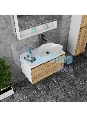 Комплект для ванной, 4 предмета (Тумба Bau Dream Blackwood 80, раковина BAU Triangle 59х39, смеситель для раковины высокий Hotel Black, черный, выпуск клик клак, черный)