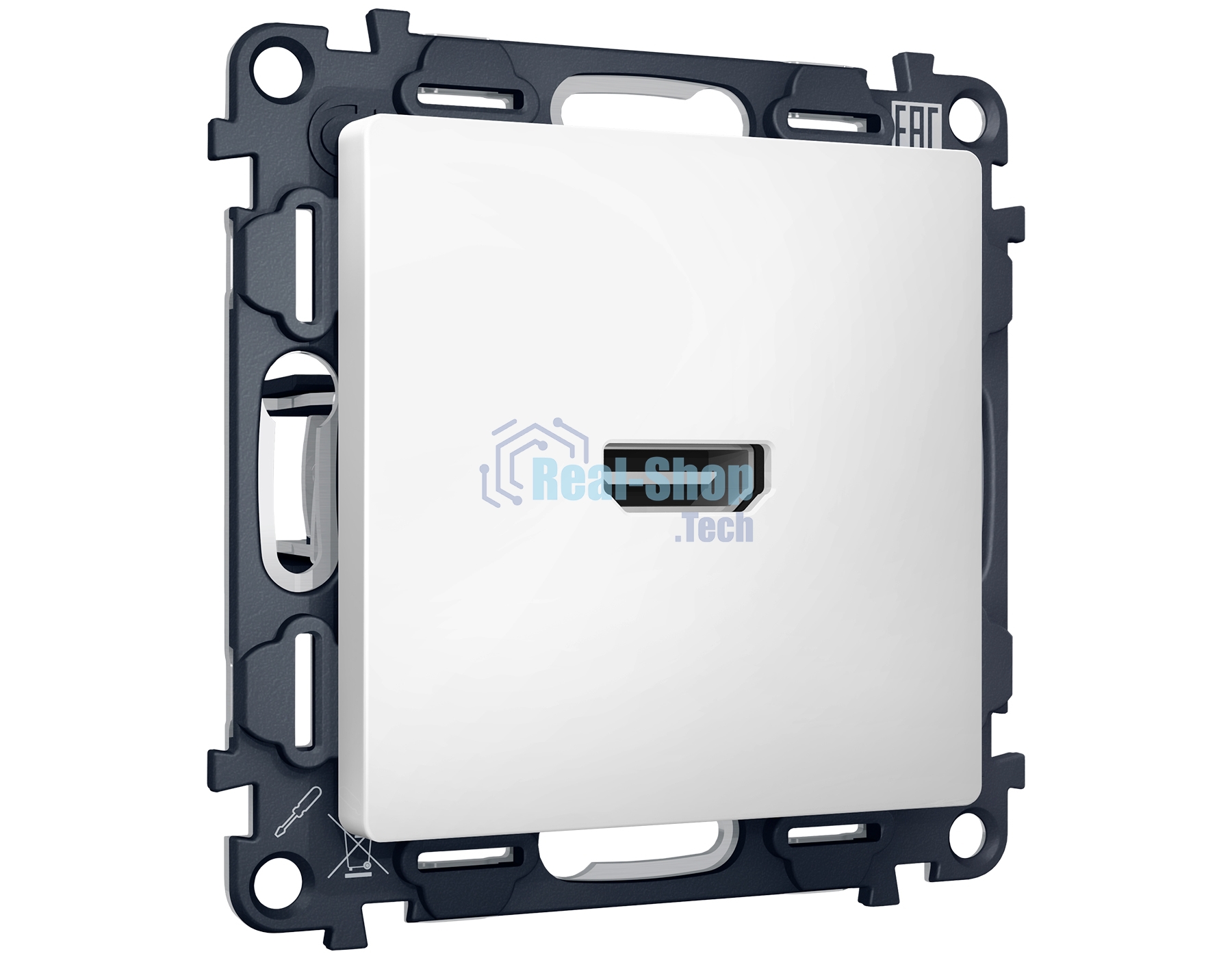 Комплект механизма розетки HDMI 2.0 ALFA Белый матовый 40V/500mA 2.0GHz 5-18Gbit/s QUANT (AP1340, VM222) MA134010