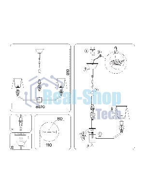 Люстра Ambrella light LH75063/8 CH/DB хром/темно синий E14/8 max 40W D870*810