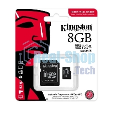 Флеш карта Kingston 8Gb microSDHC Industrial C10 A1 pSLC Card + SD Adapter