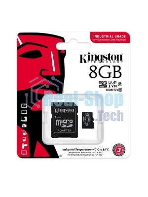 Флеш карта Kingston 8Gb microSDHC Industrial C10 A1 pSLC Card + SD Adapter